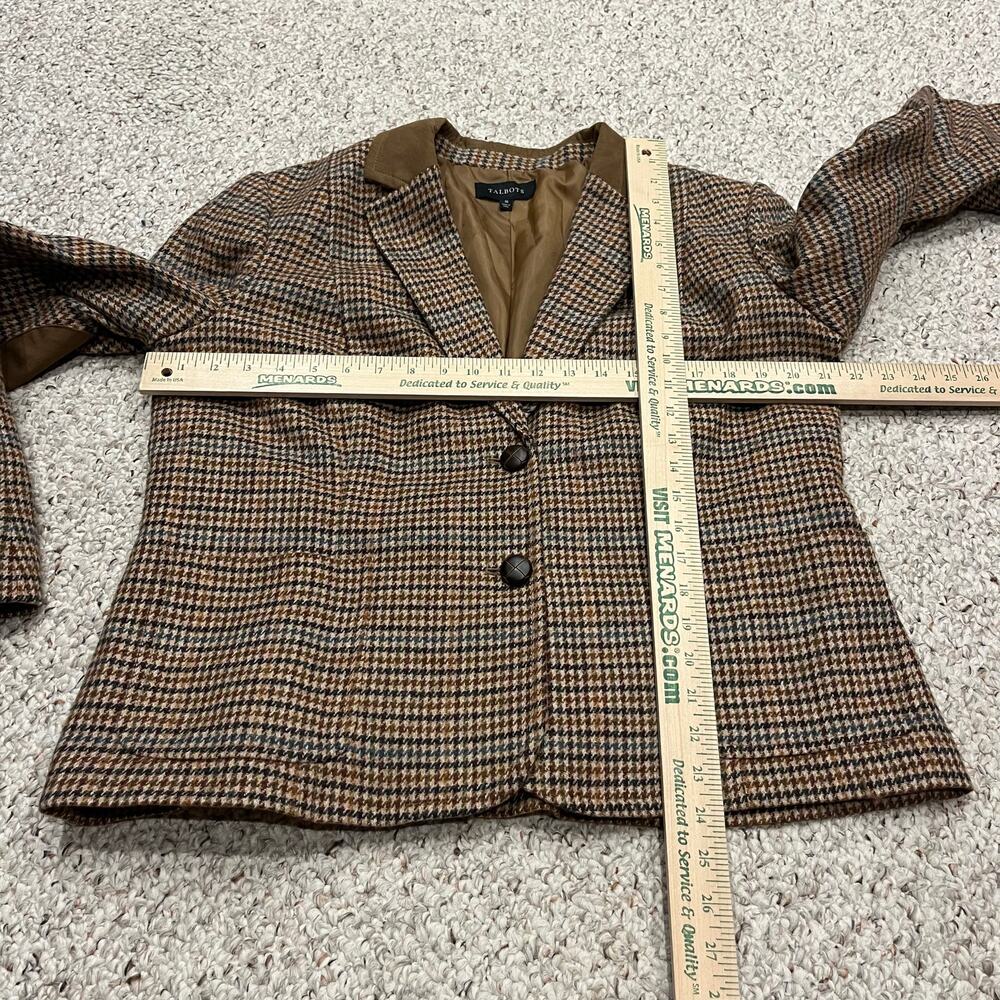 Talbots Brown Houndstooth Blazer with Suede-Trim Collar - Picture 3 of 6